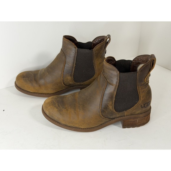 UGG Bonham Waterproof Chelsea Boots Brown Leather, Woman size 6.5 - Picture 3 of 7
